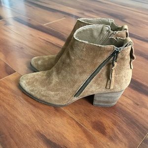 Sole Society Mira Suede Cognac Booties
